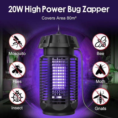 Electric Insect Killer with High Voltage Grid, IPX4 Rated for Indoor and Outdoor Use