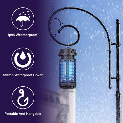 Electric Insect Killer with High Voltage Grid, IPX4 Rated for Indoor and Outdoor Use