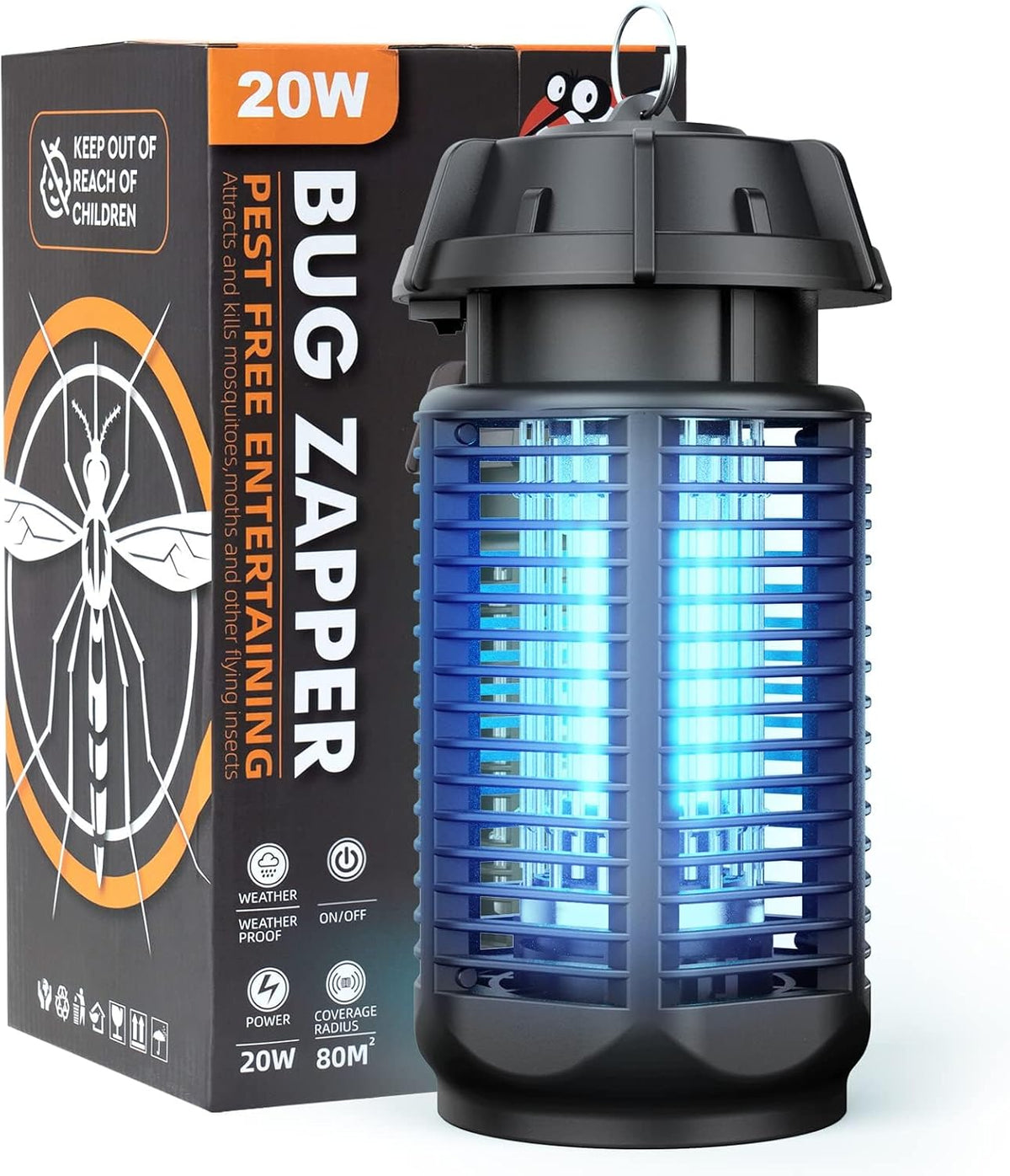 Electric Insect Killer with High Voltage Grid, IPX4 Rated for Indoor and Outdoor Use