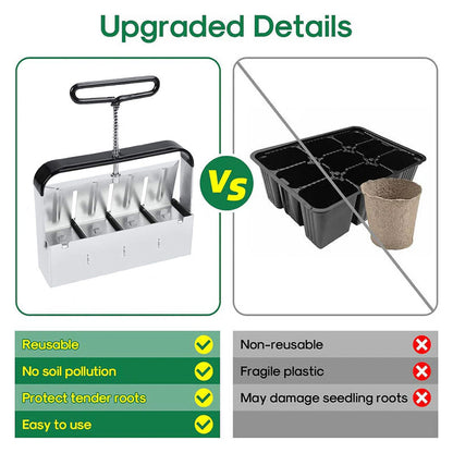 Stainless Steel Soil Block Press for Plastic-Free Seed Starting, Manual Lever Design