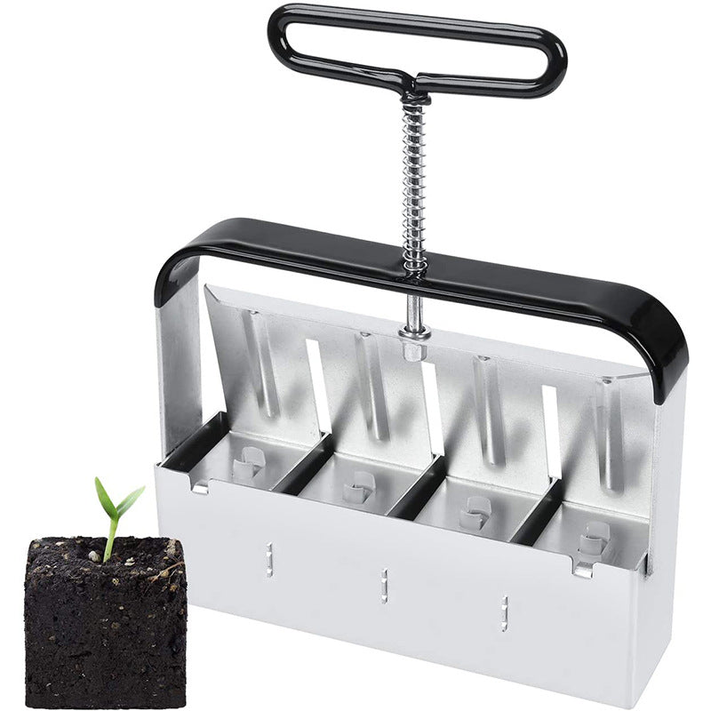 Stainless Steel Soil Block Press for Plastic-Free Seed Starting, Manual Lever Design