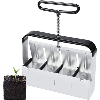 Stainless Steel Soil Block Press for Plastic-Free Seed Starting, Manual Lever Design