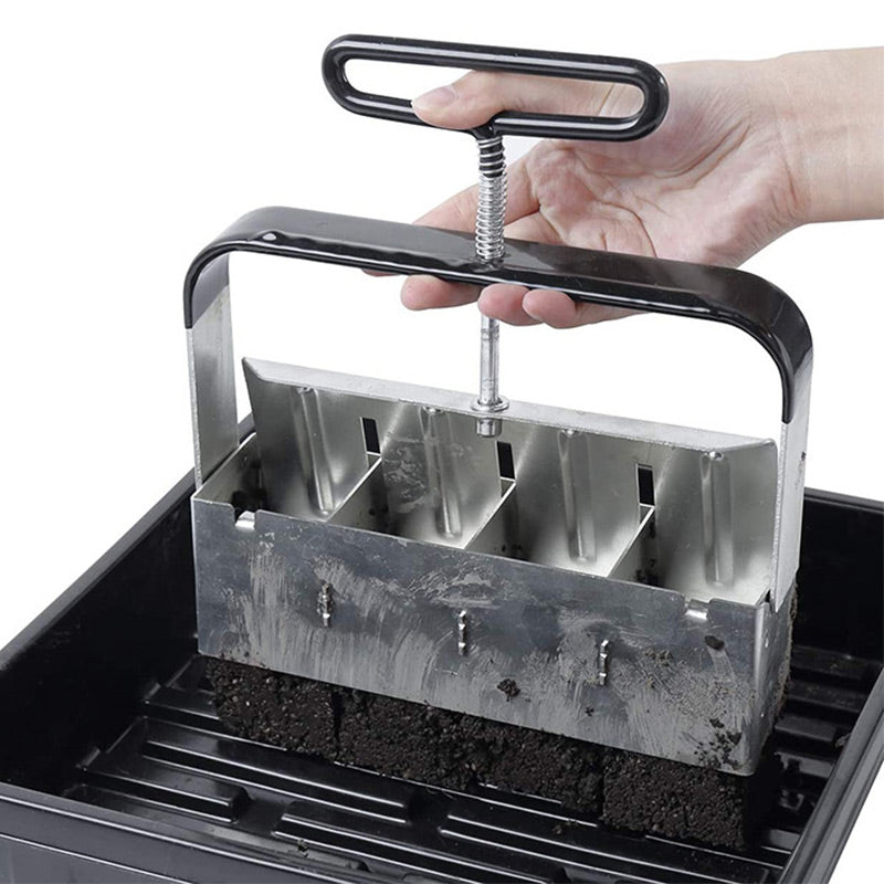 Stainless Steel Soil Block Press for Plastic-Free Seed Starting, Manual Lever Design