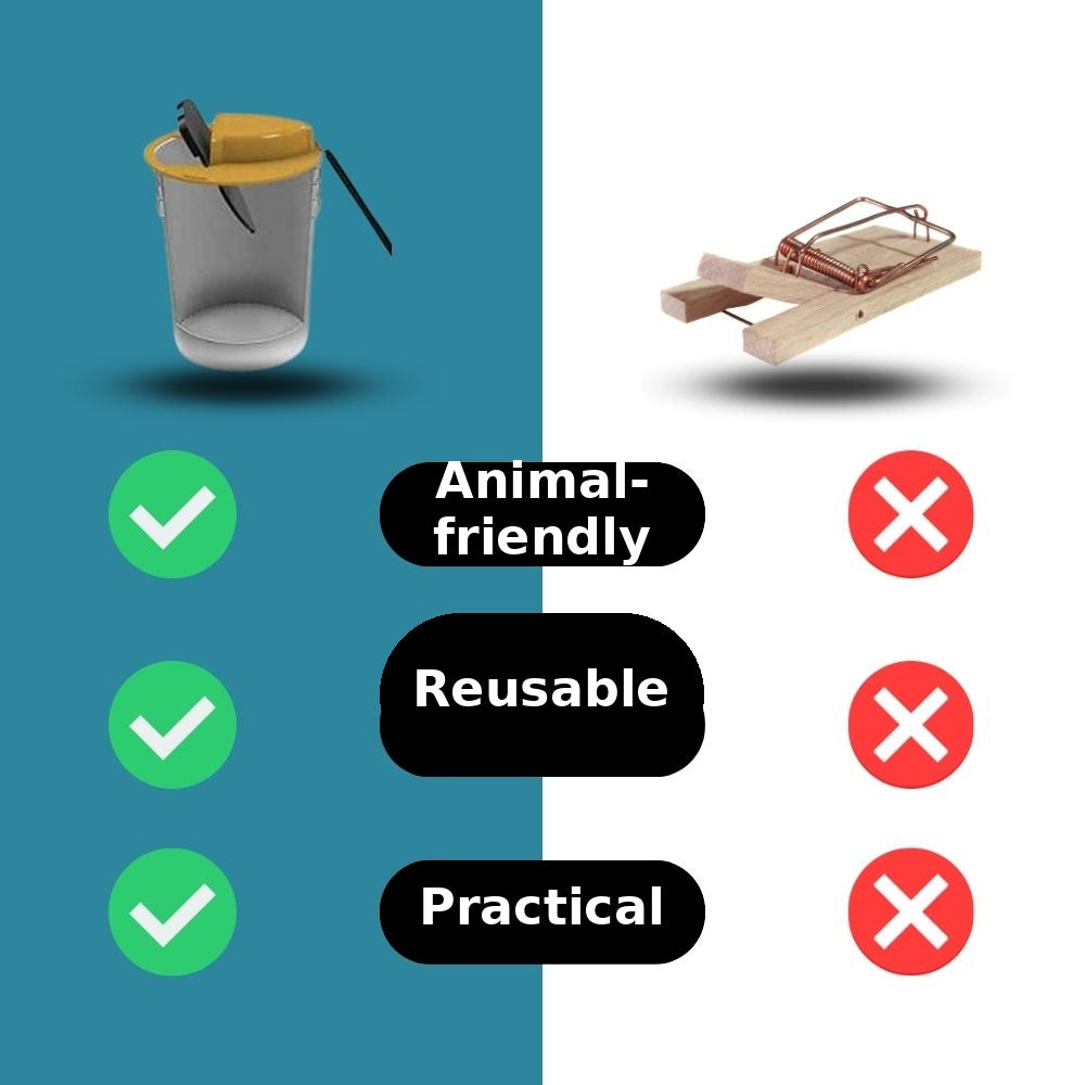 Reusable Live Mouse Trap Bucket System with Safety Lock, Humane Bucket Attachment