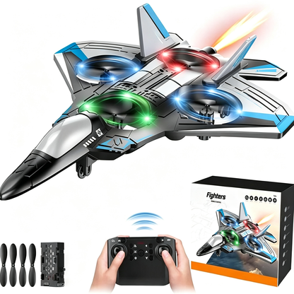 Remote-Controlled Flying Toy Jet with 360-Degree Loops and LED Lights, Shockproof