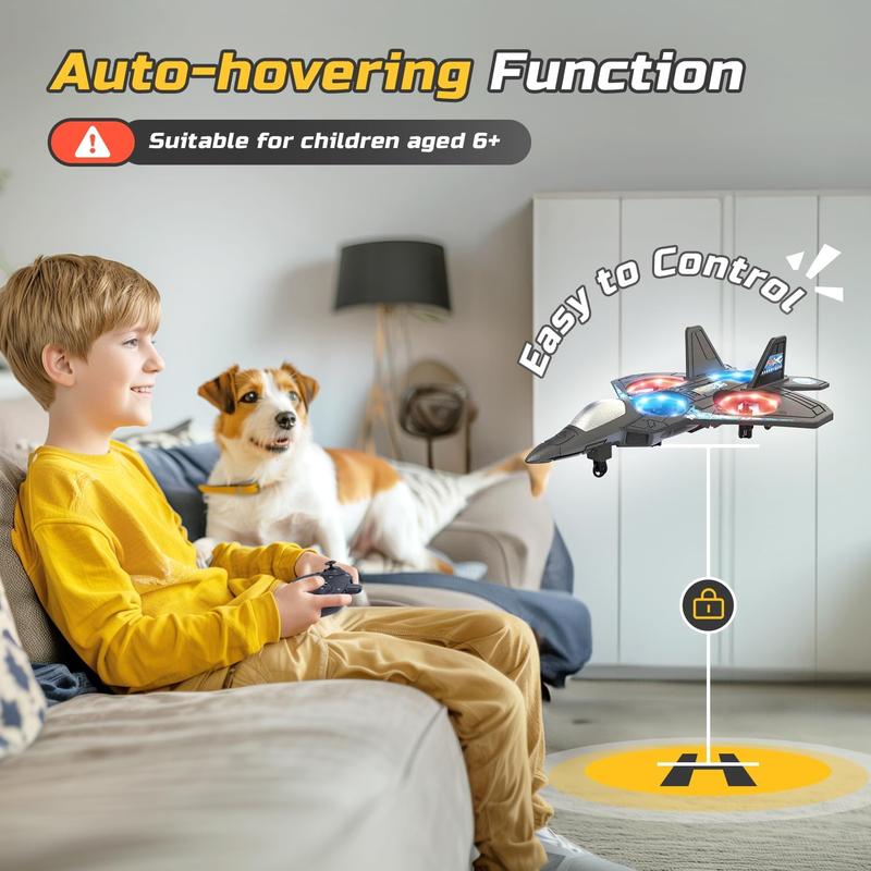 Remote-Controlled Flying Toy Jet with 360-Degree Loops and LED Lights, Shockproof