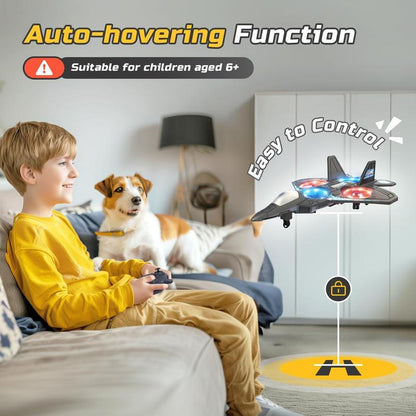 Remote-Controlled Flying Toy Jet with 360-Degree Loops and LED Lights, Shockproof