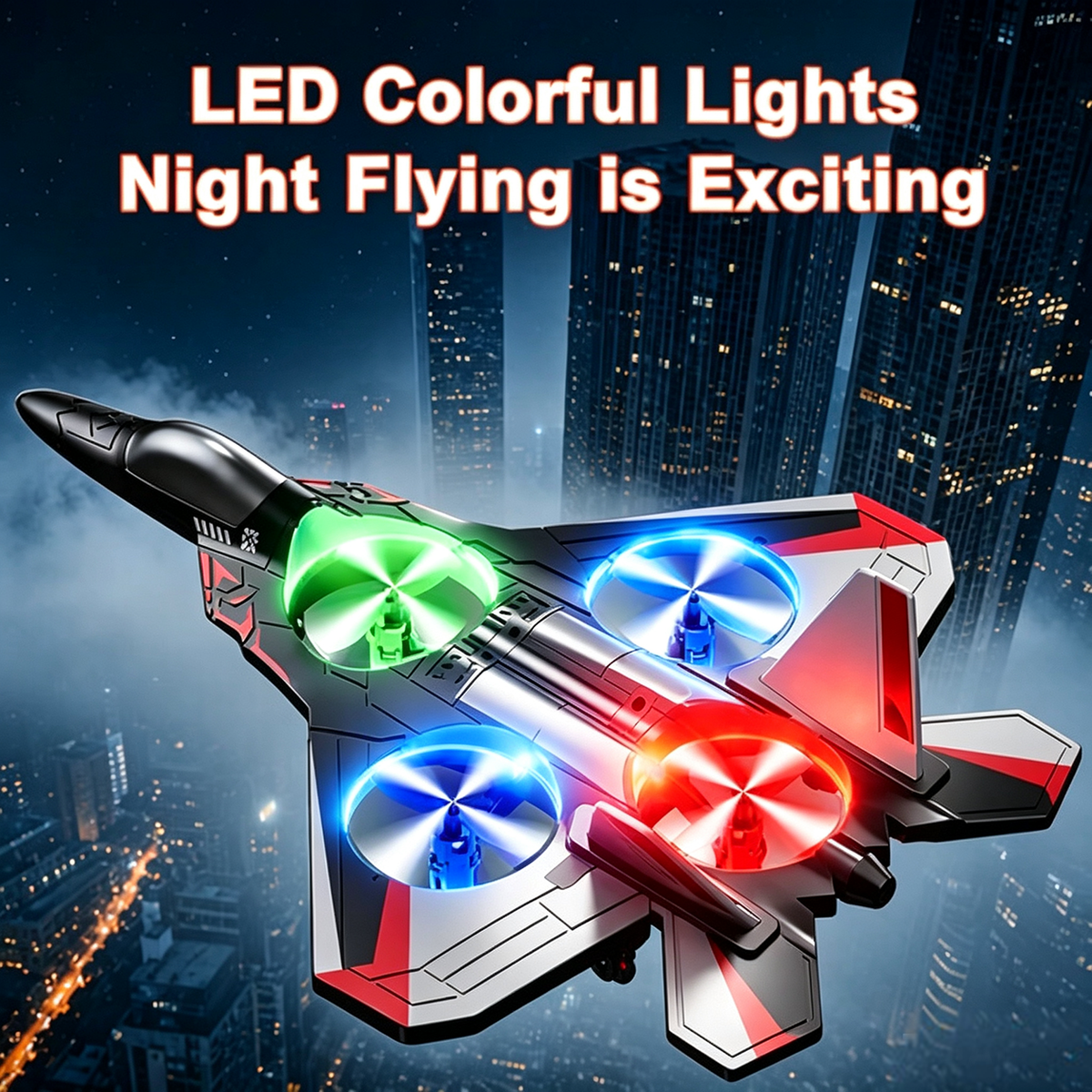 Remote-Controlled Flying Toy Jet with 360-Degree Loops and LED Lights, Shockproof