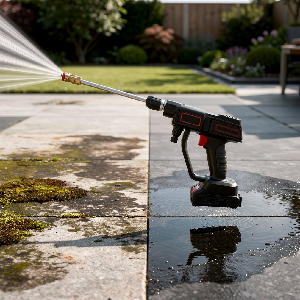 Cordless Battery-Powered Pressure Washer | Portable Outdoor Surface Cleaner, Adjustable Spray