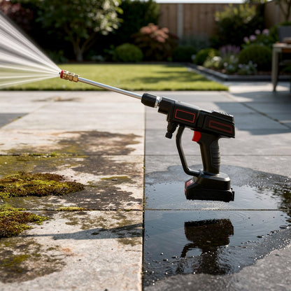 Cordless Battery-Powered Pressure Washer | Portable Outdoor Surface Cleaner, Adjustable Spray
