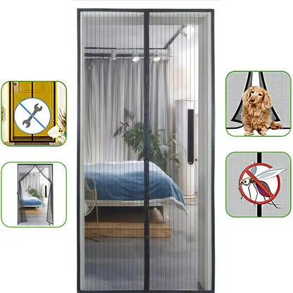 Magnetic Fly Screen Door with Automatic Closing and Tool-Free Velcro Installation