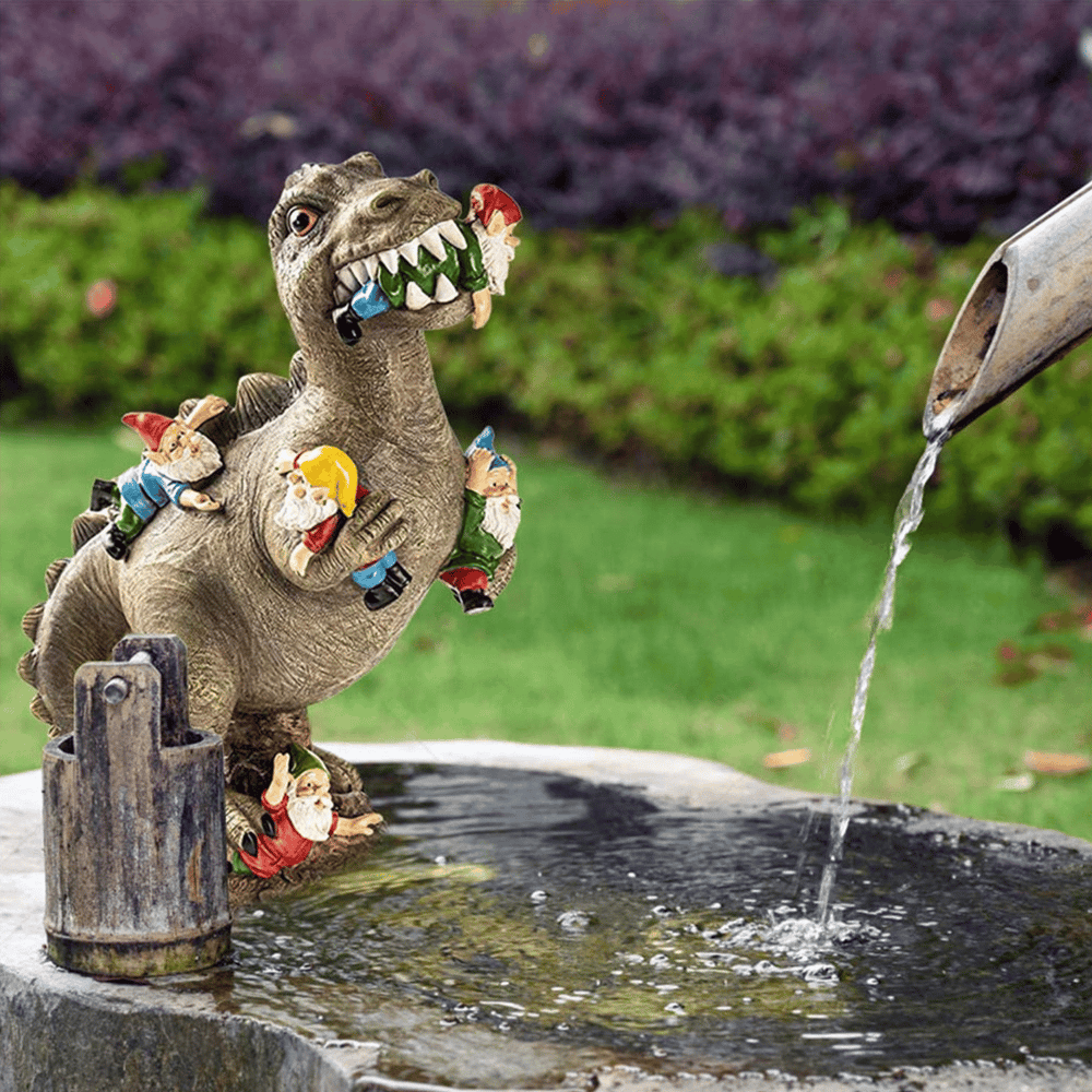 Weatherproof Resin Dinosaur Garden Statue with a Hand-Painted UV-Resistant Finish