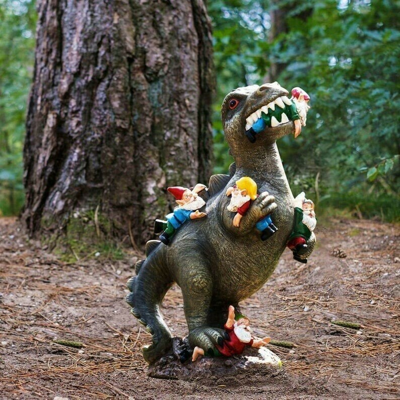 Weatherproof Resin Dinosaur Garden Statue with a Hand-Painted UV-Resistant Finish