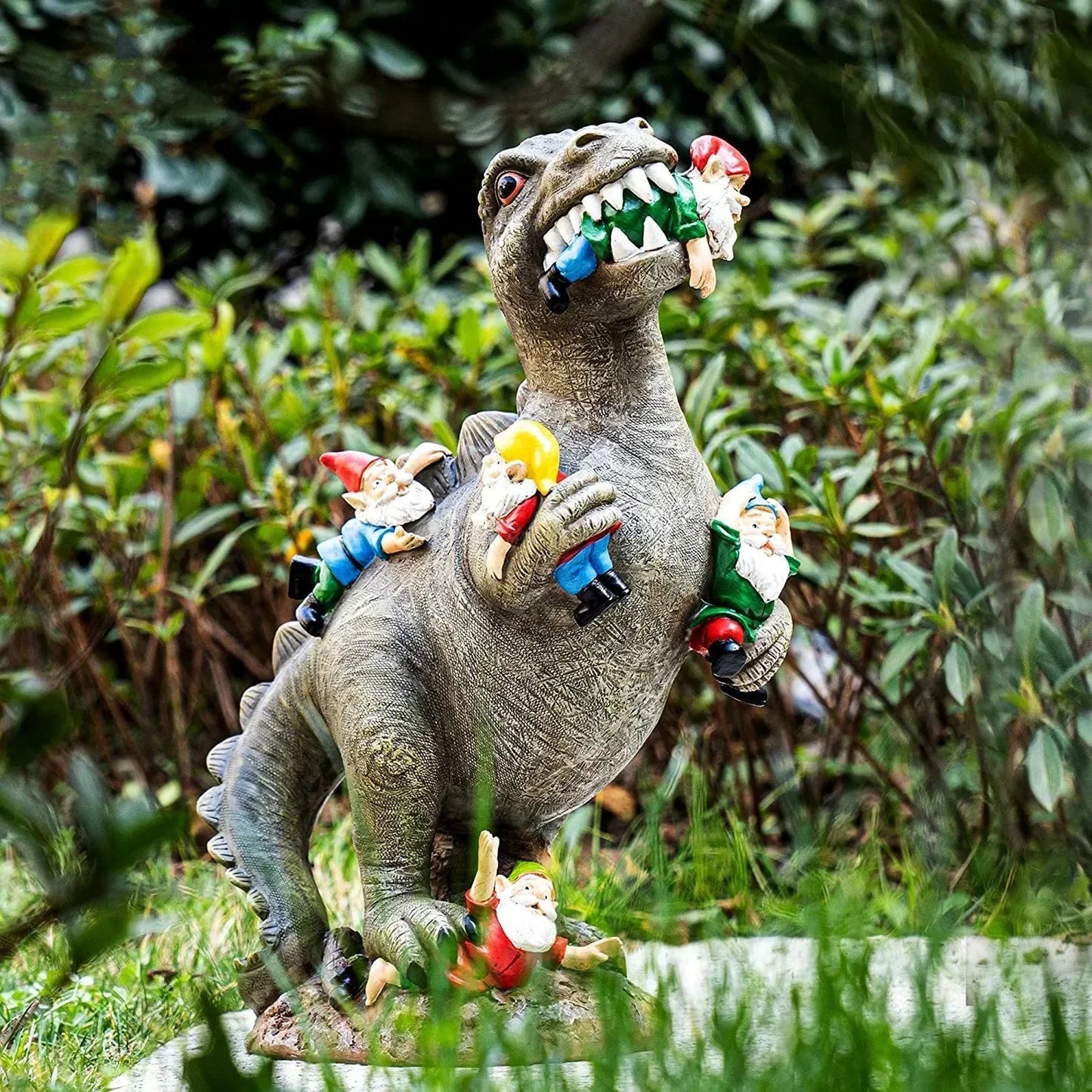 Weatherproof Resin Dinosaur Garden Statue with a Hand-Painted UV-Resistant Finish