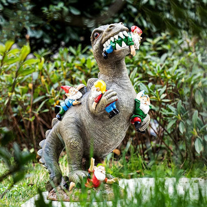Weatherproof Resin Dinosaur Garden Statue with a Hand-Painted UV-Resistant Finish