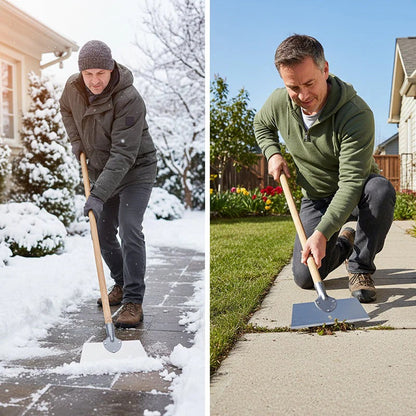 Garden Hoe with Wide Steel Scraper Blade | Push-Pull Weed, Moss and Deposit Remover