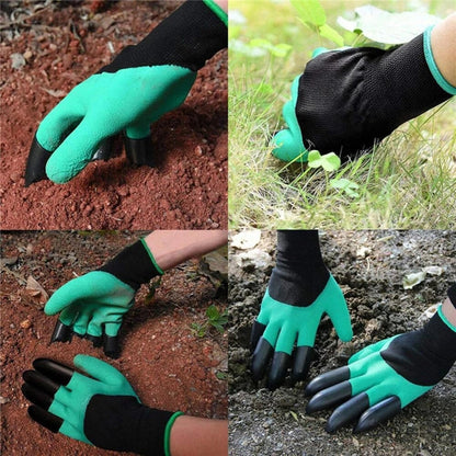 Garden Gloves with Built-In Digging Claws, Latex-Coated Grip, Universal Size for Planting