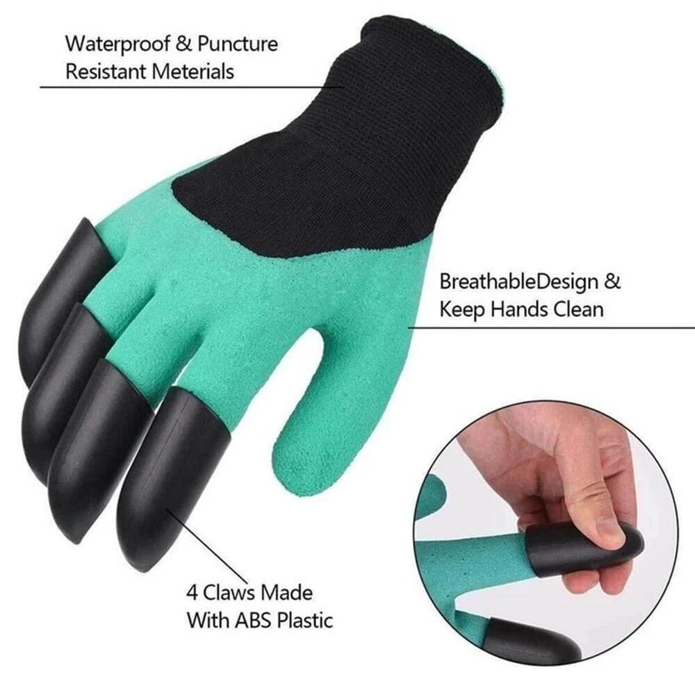 Garden Gloves with Built-In Digging Claws, Latex-Coated Grip, Universal Size for Planting