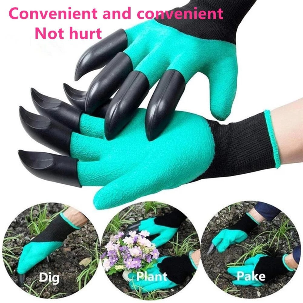 Garden Gloves with Built-In Digging Claws, Latex-Coated Grip, Universal Size for Planting