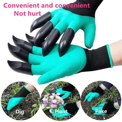 Garden Gloves with Built-In Digging Claws, Latex-Coated Grip, Universal Size for Planting
