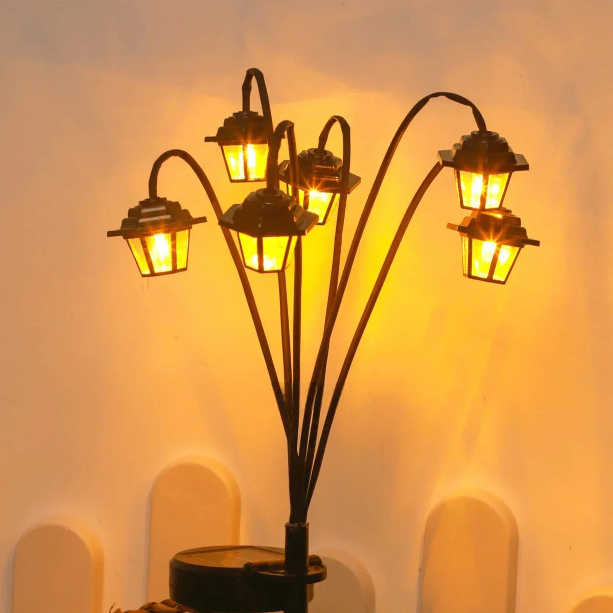 Solar Garden Lantern with Automatic Twilight Sensor and Weatherproof Retro Design