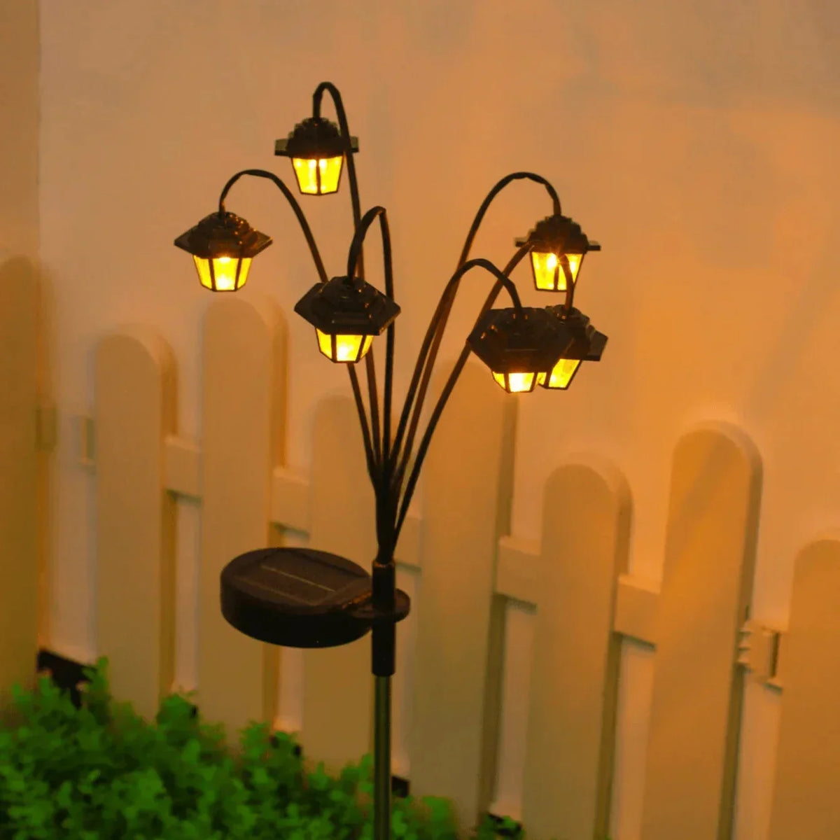 Solar Garden Lantern with Automatic Twilight Sensor and Weatherproof Retro Design