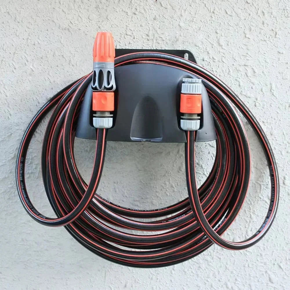 Wall-Mounted Garden Hose Holder with Carry Handle and Weatherproof PP Plastic Build