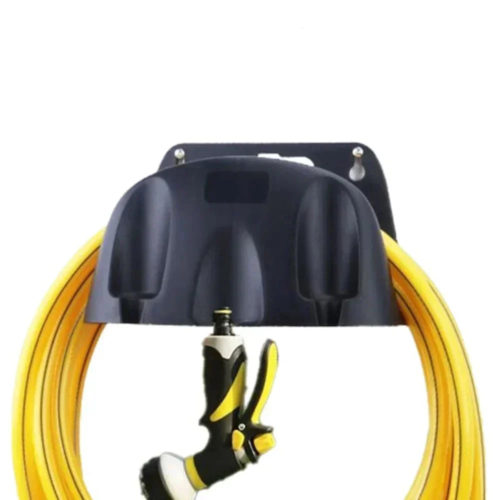 Wall-Mounted Garden Hose Holder with Carry Handle and Weatherproof PP Plastic Build