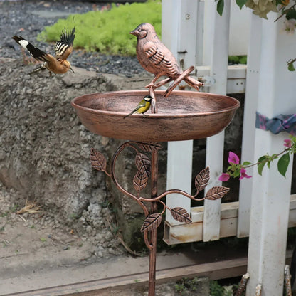 Freestanding Garden Bird Bath with Decorative Bowl and Sturdy Multi-Pronged Ground Spike