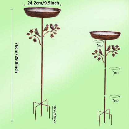 Freestanding Garden Bird Bath with Decorative Bowl and Sturdy Multi-Pronged Ground Spike