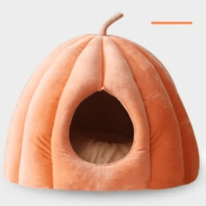 Pumpkin Shaped Closed Cat Bed Cosy Cat Cave with Removable Cushion Soft Padded Hideaway Pet Bed