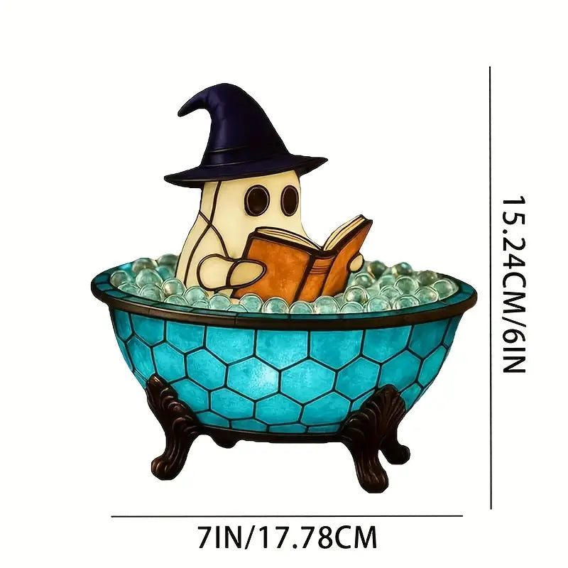 Ghost Night Light with Glowing Pumpkin, Cute Halloween LED Resin Lamp, USB Powered, 3 Designs