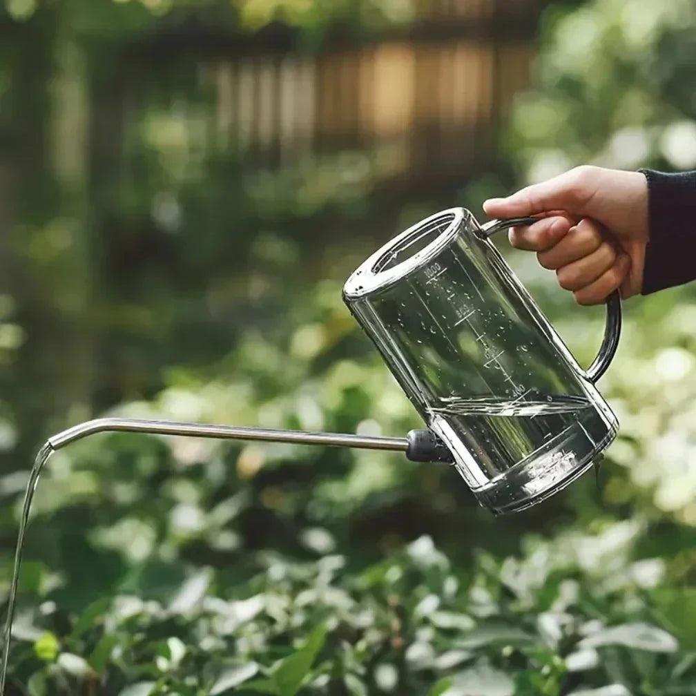 Watering Can with Long Metal Spout and Measurement Markings for Precise Root Watering