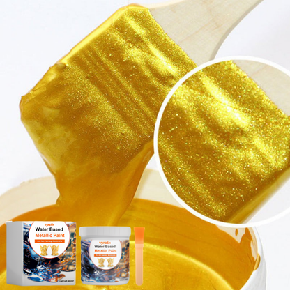 Glittering Light Gold Metallic Paint - Water-Based Shine for Furniture, Decor & Frames