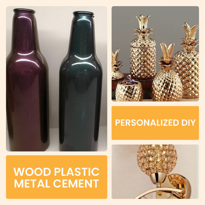 Glittering Light Gold Metallic Paint - Water-Based Shine for Furniture, Decor & Frames