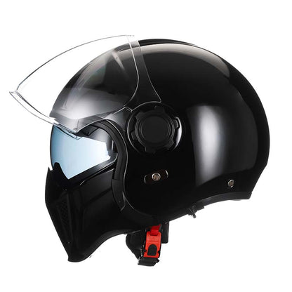 Classic Vintage Modular Motorcycle Helmet with Double Visor, Detachable Chin Guard, DOT and ECE