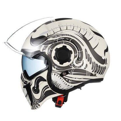 Classic Vintage Modular Motorcycle Helmet with Double Visor, Detachable Chin Guard, DOT and ECE