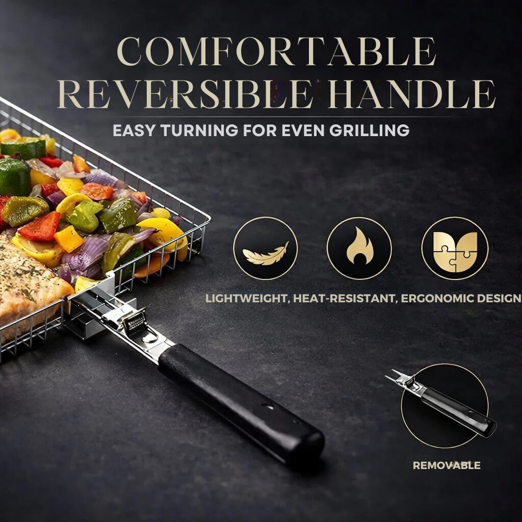Stainless Steel Grill Basket with Even Heat Distribution for BBQ and Outdoor Cooking