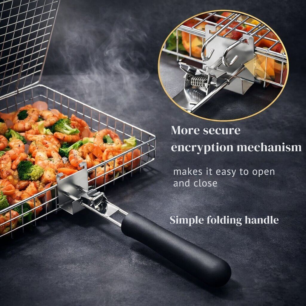 Stainless Steel Grill Basket with Even Heat Distribution for BBQ and Outdoor Cooking