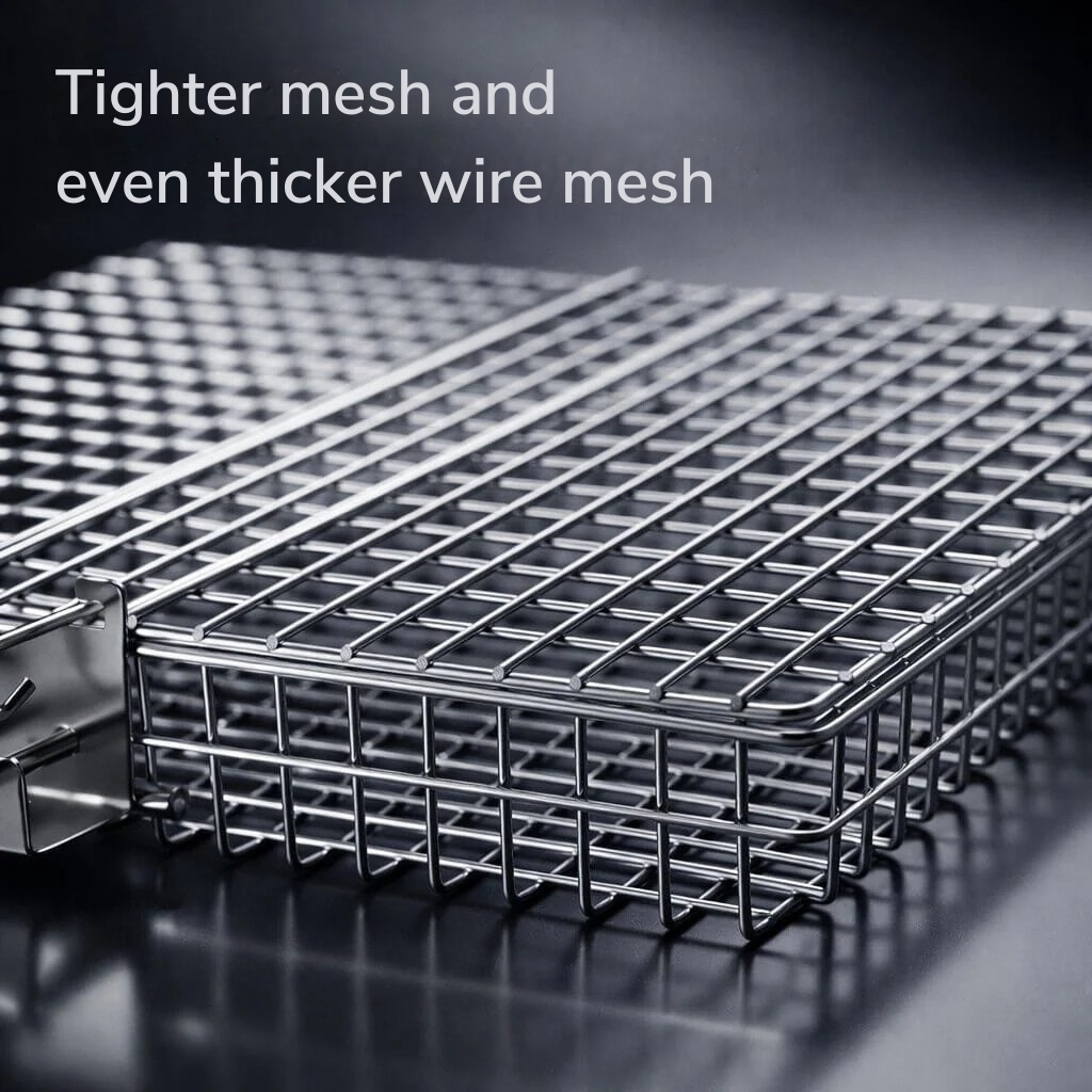 Stainless Steel Grill Basket with Even Heat Distribution for BBQ and Outdoor Cooking