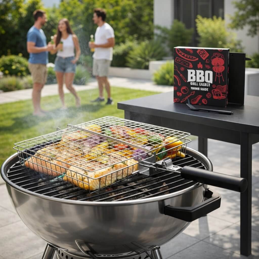Stainless Steel Grill Basket with Even Heat Distribution for BBQ and Outdoor Cooking