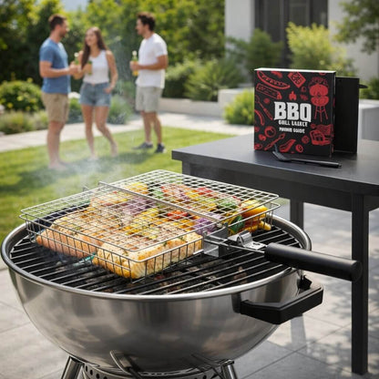 Stainless Steel Grill Basket with Even Heat Distribution for BBQ and Outdoor Cooking