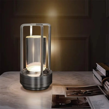 Modern Metal Cylinder LED Table Lamp with Dimmable Light and Touch Sensor Control