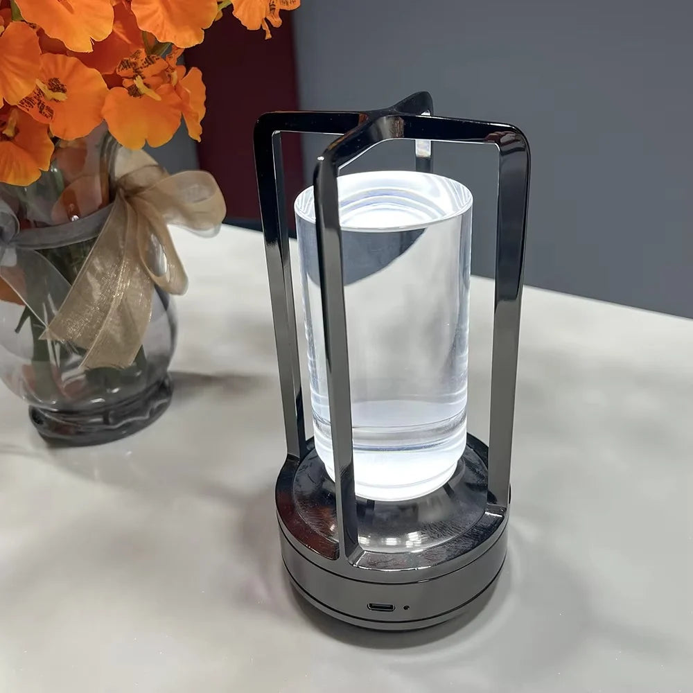 Modern Metal Cylinder LED Table Lamp with Dimmable Light and Touch Sensor Control