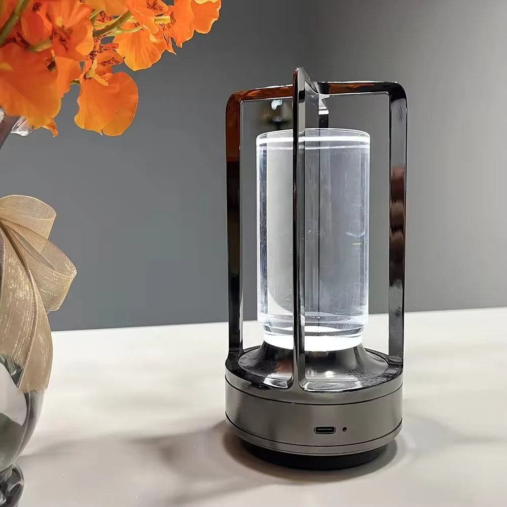 Modern Metal Cylinder LED Table Lamp with Dimmable Light and Touch Sensor Control