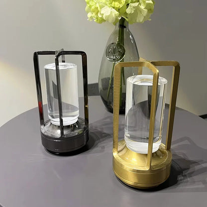 Modern Metal Cylinder LED Table Lamp with Dimmable Light and Touch Sensor Control