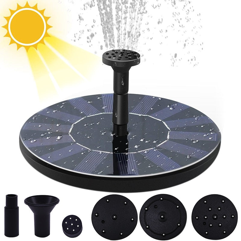 Solar Garden Fountain Pump - 4 Spray Patterns for Bird Baths, Ponds & Aquariums