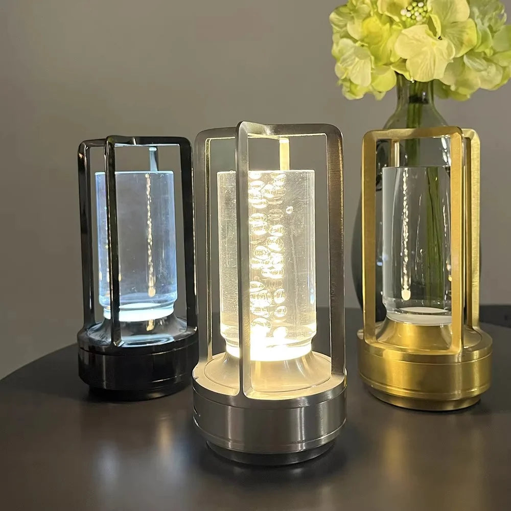 Modern Metal Cylinder LED Table Lamp with Dimmable Light and Touch Sensor Control