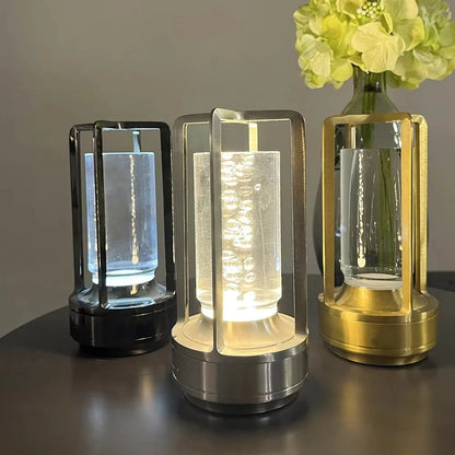 Modern Metal Cylinder LED Table Lamp with Dimmable Light and Touch Sensor Control