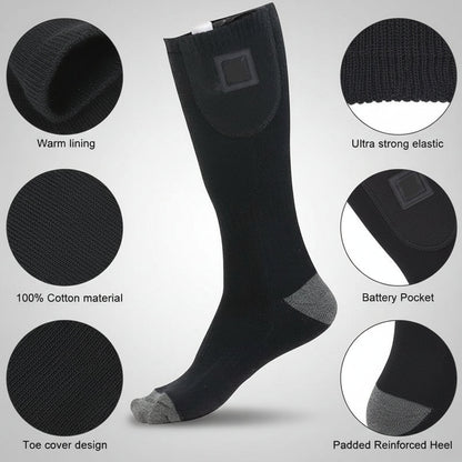 Rechargeable Heated Socks - Electric Thermal Foot Warmers with Toe Heating Zones